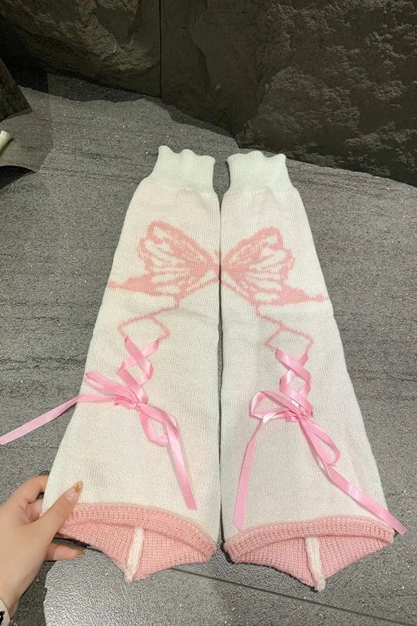 Grunge Butterfly Lace Up Leg Warmers