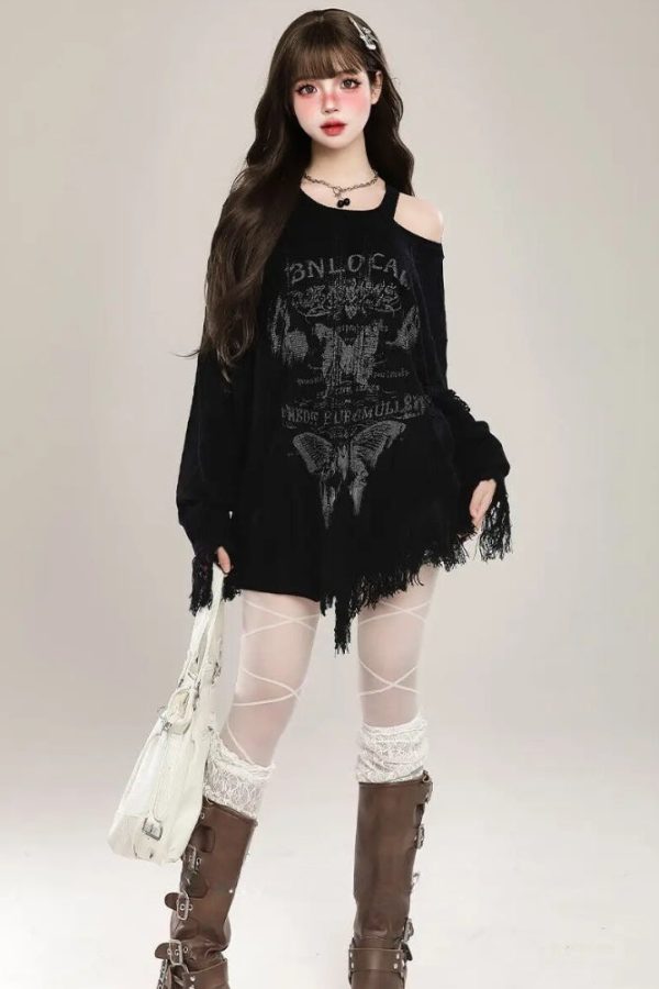 Grunge Butterfly Sweater