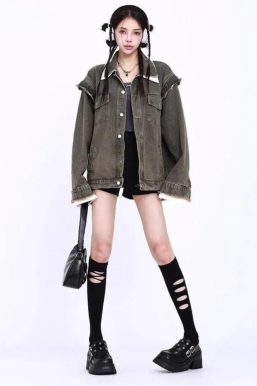 Grunge Button Up Oversized Denim Jacket
