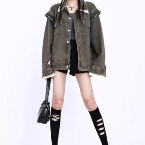 Grunge Button Up Oversized Denim Jacket