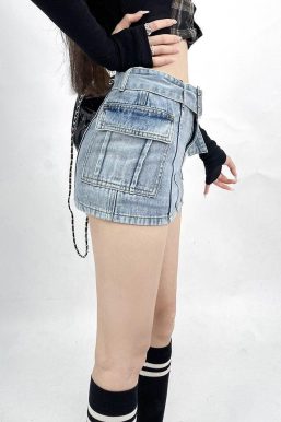 Grunge Cargo Jean Mini Skort