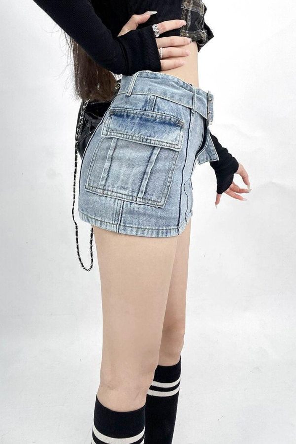Grunge Cargo Jean Mini Skort