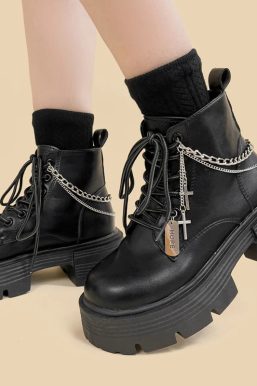 Grunge Chain with Cross Combat Boots