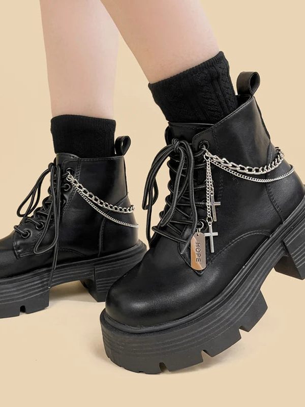 Grunge Chain with Cross Combat Boots