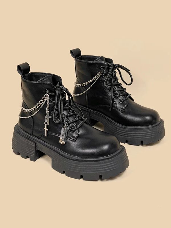 Grunge Chain with Cross Combat Boots