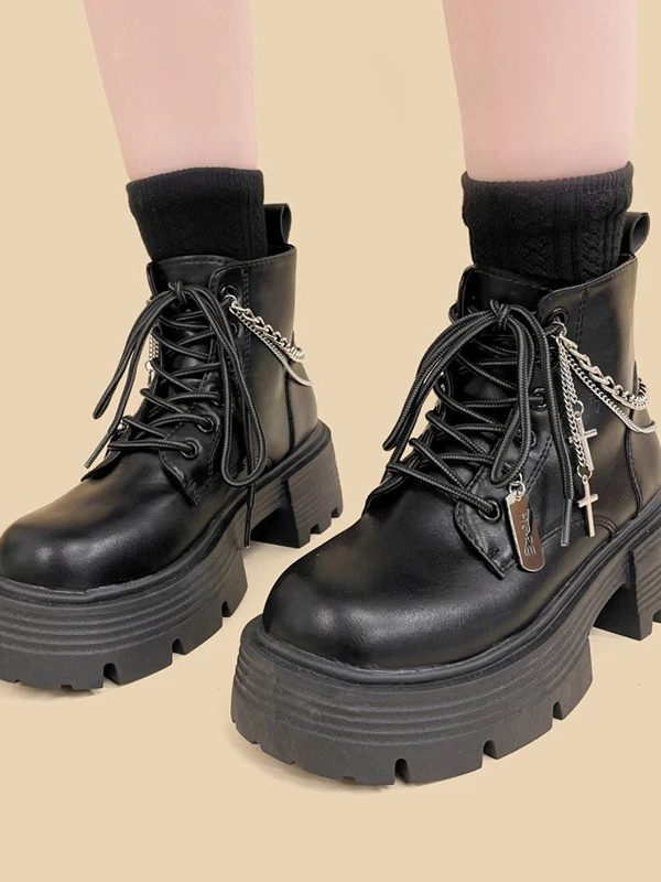 Grunge Chain with Cross Combat Boots