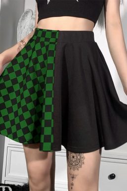 Grunge Checked A-Line Mini Skirt