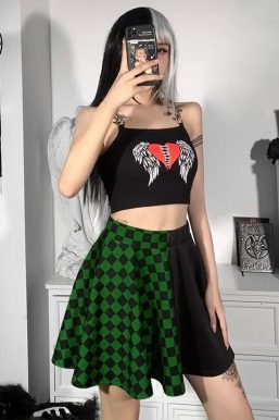 Stylish Grunge Checked A-line Mini Skirt for Trendy Mini Skirt Outfits
