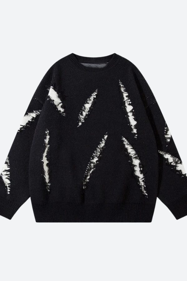 Grunge Claw Distressed Knitted Sweater