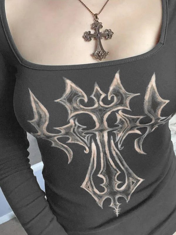 Grunge Cross Bleached Top