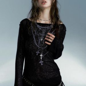 Grunge Cross Necklace Designed Top