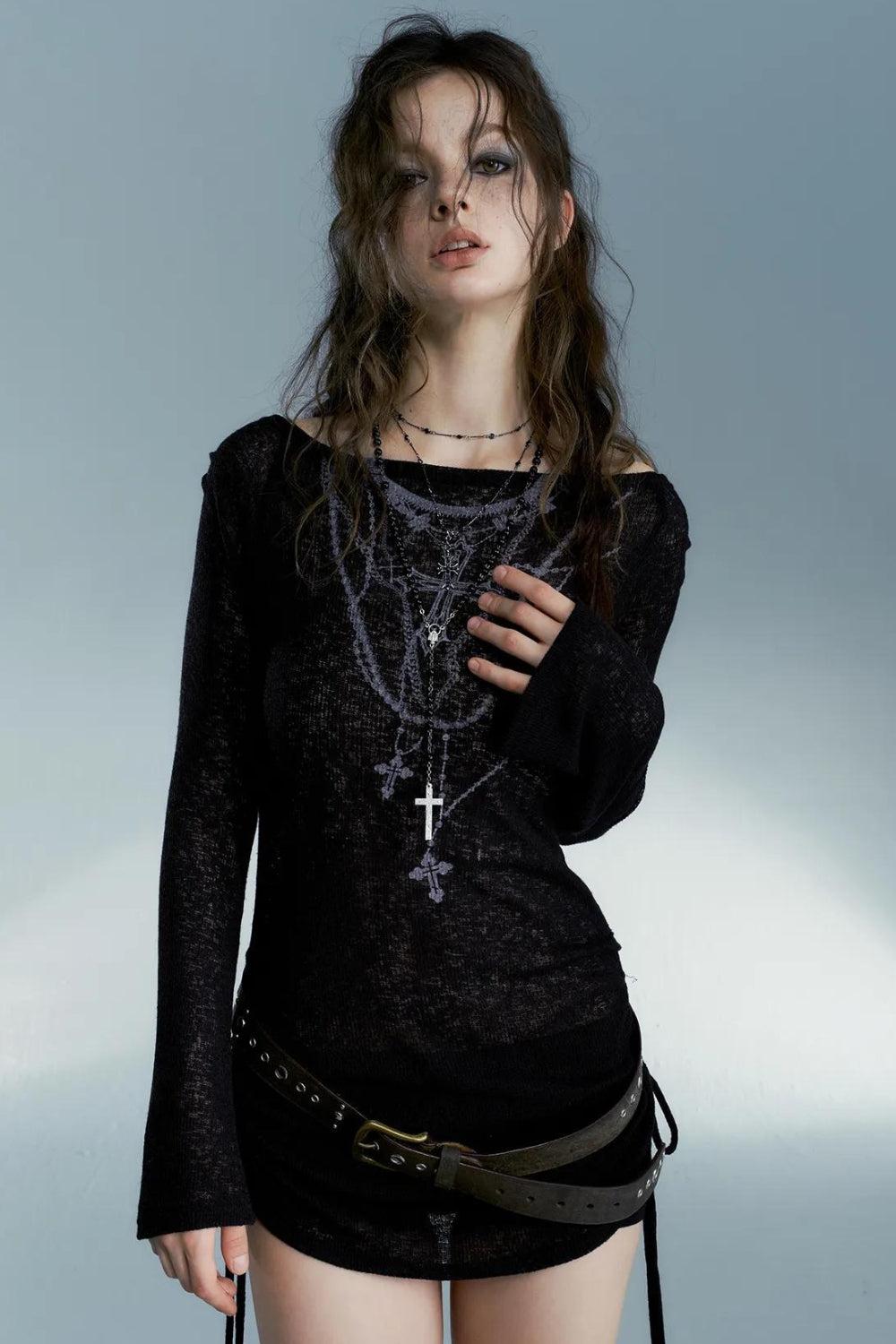 Grunge Cross Necklace Designed Top Grunge Cross Necklace Designed Top