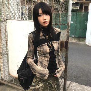 Grunge Cross Path Ribbed Top