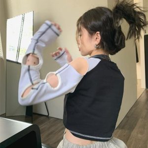 Grunge Cut-Out Crop Top