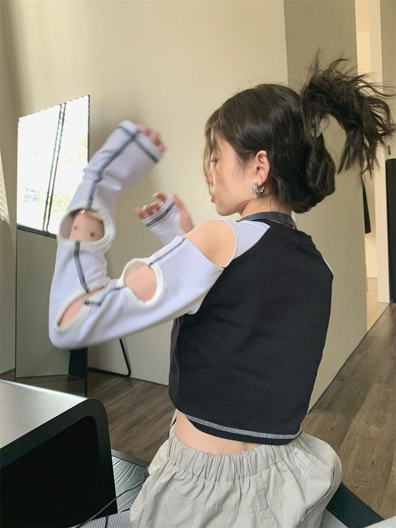 Grunge Cut-Out Crop Top Grunge Cut-Out Crop Top