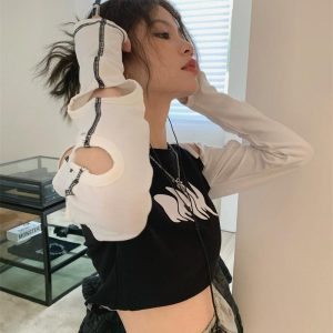 Grunge Cut-Out Crop Top