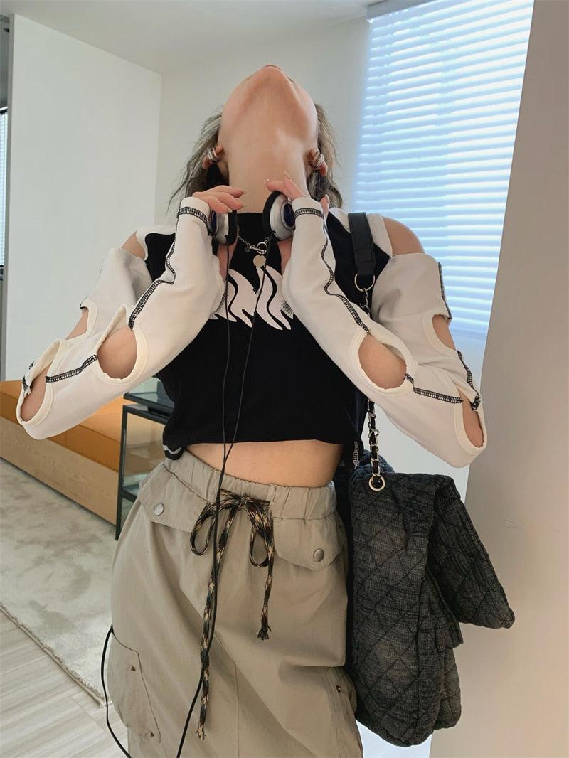 Grunge Cut-Out Crop Top Grunge Cut-Out Crop Top