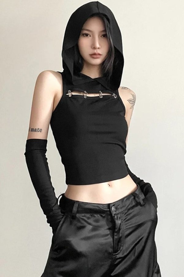 Grunge Cut Out Hooded Top