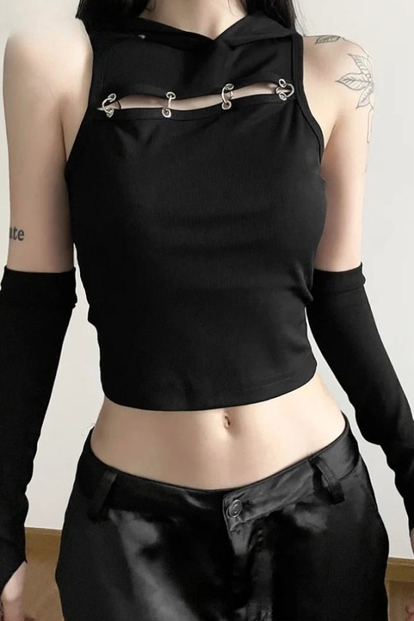 Grunge Cut Out Hooded Top