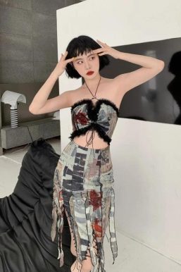 Grunge Cut Out Split Midi Dress