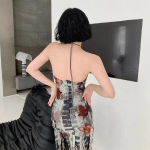 Grunge Cut Out Split Midi Dress