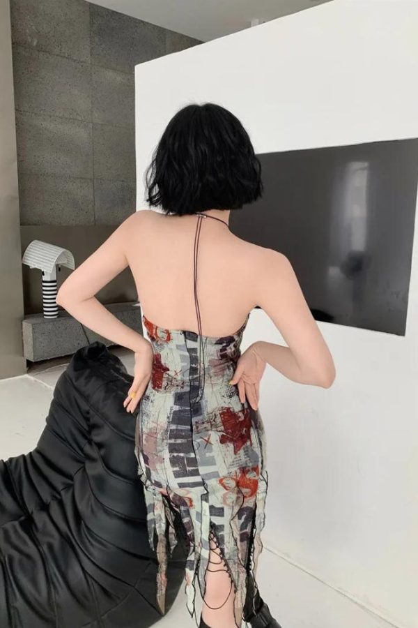 Grunge Cut Out Split Midi Dress