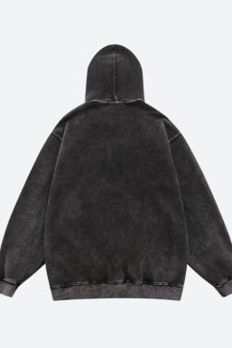 Grunge Dark Washed Embroidered Hoodie