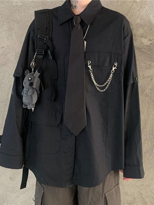 Grunge Detachable Sleeve Shirt