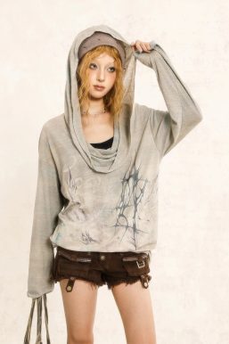 Grunge Distressed Hooded Top