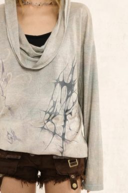 Grunge Distressed Hooded Top