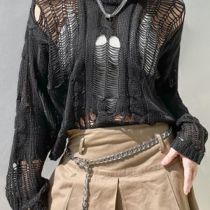 Grunge Distressed Knit Sweater