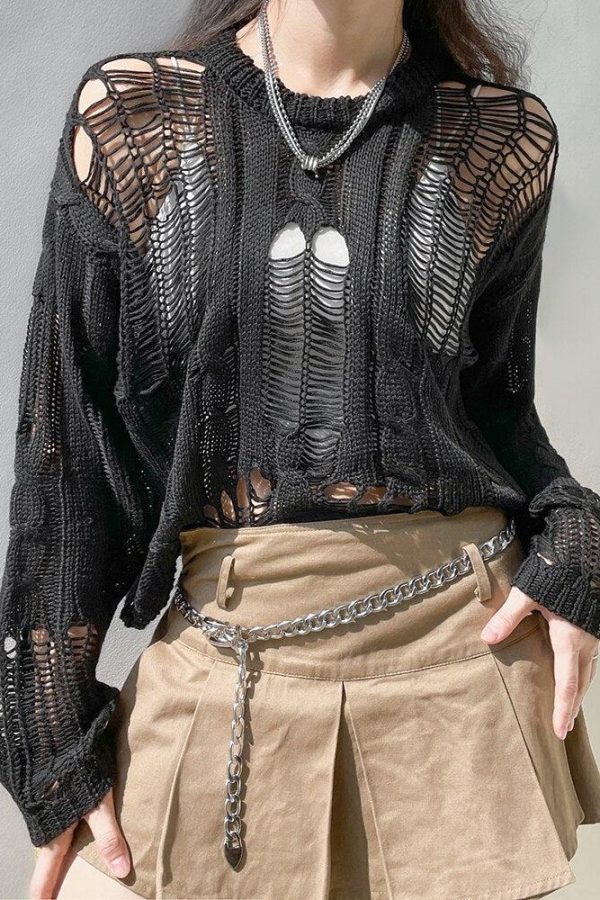 Grunge Distressed Knit Sweater