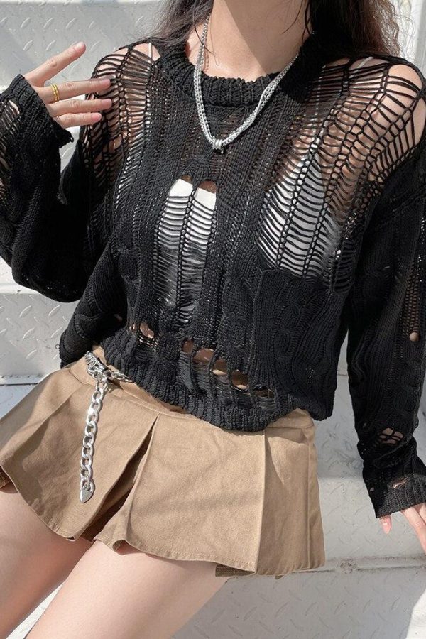 Grunge Distressed Knit Sweater