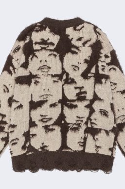 Grunge Face Pullover Sweater