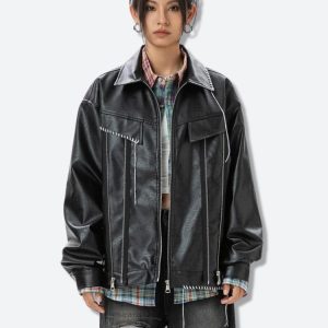 Grunge Faux Leather Jacket