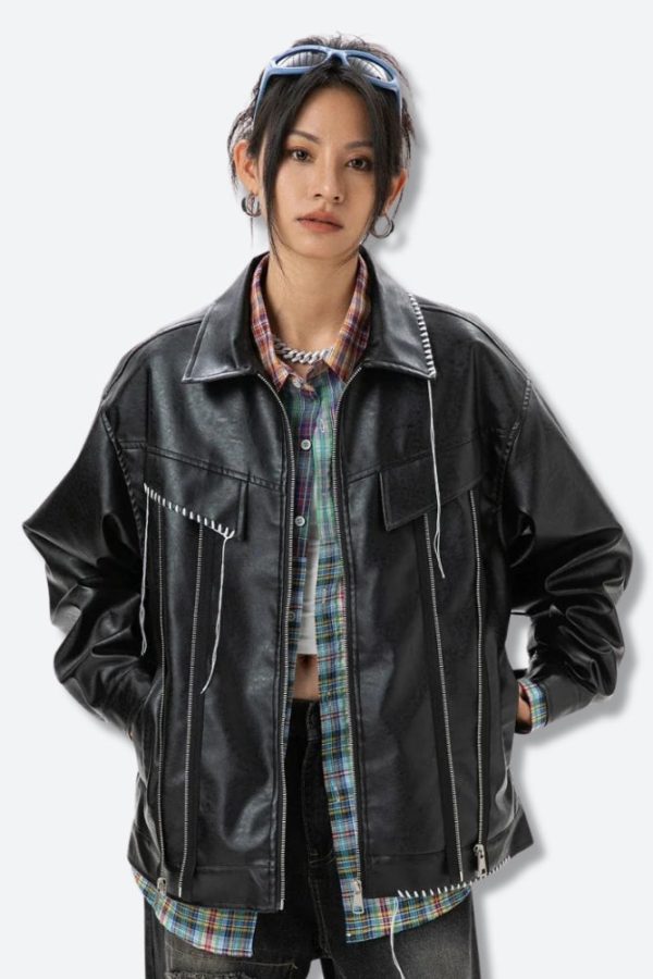 Grunge Faux Leather Jacket