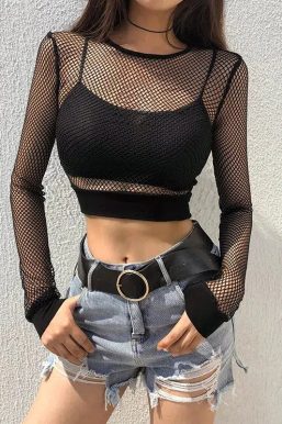 Grunge Fishnet Crop Top