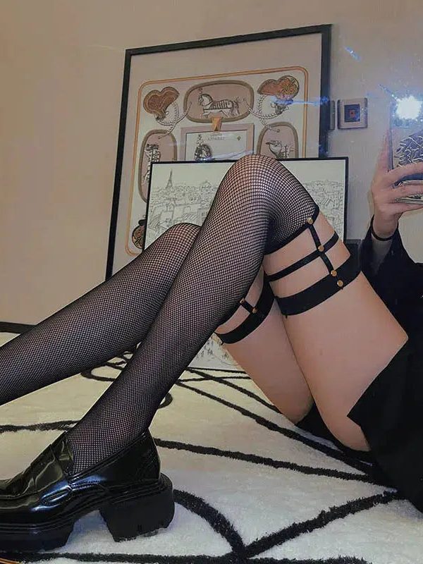 Grunge Fishnet Thigh High Socks