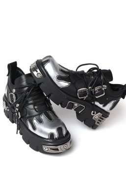 Grunge Flame Chunky Platform Shoes