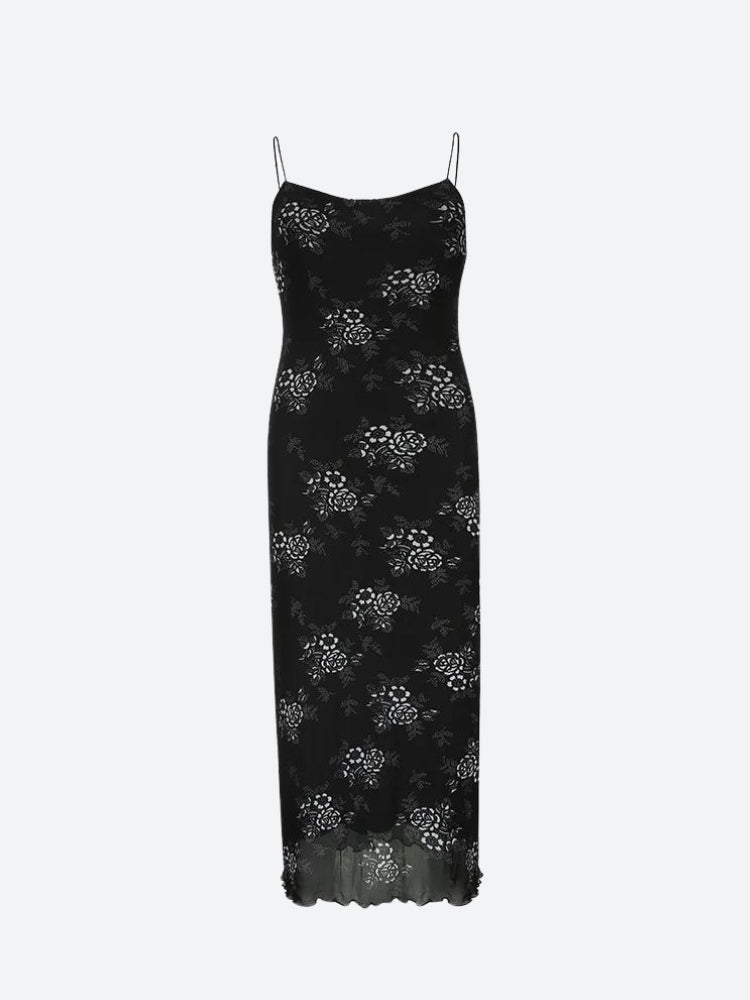 Grunge Floral Mesh Midi Dress Grunge Floral Mesh Midi Dress