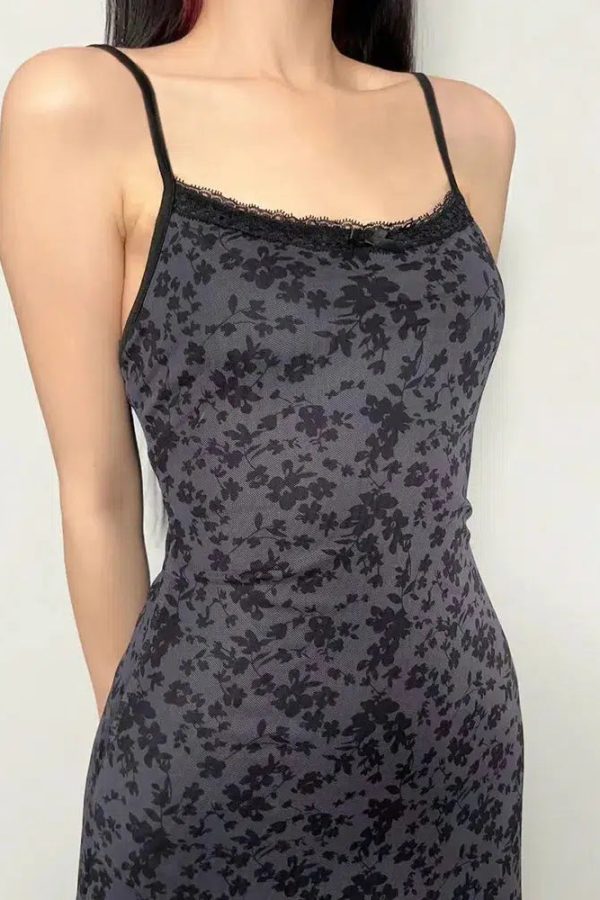 Grunge Floral Printed Maxi Dress