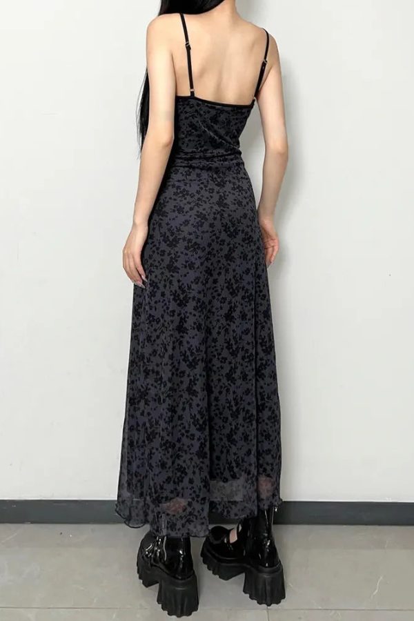 Grunge Floral Printed Maxi Dress