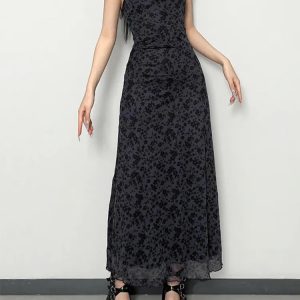 Grunge Floral Printed Maxi Dress