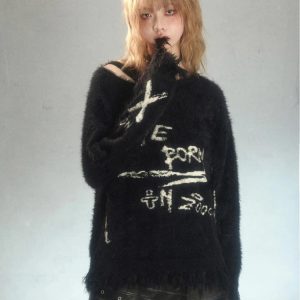 Grunge Fluffy Knitted Sweater