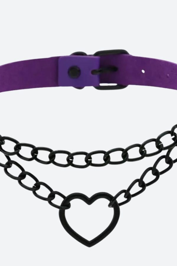 Grunge Heart Belted Choker Necklace