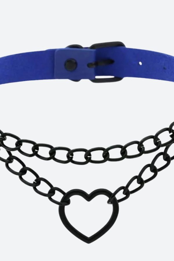 Grunge Heart Belted Choker Necklace