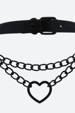 Grunge Heart Belted Choker Necklace