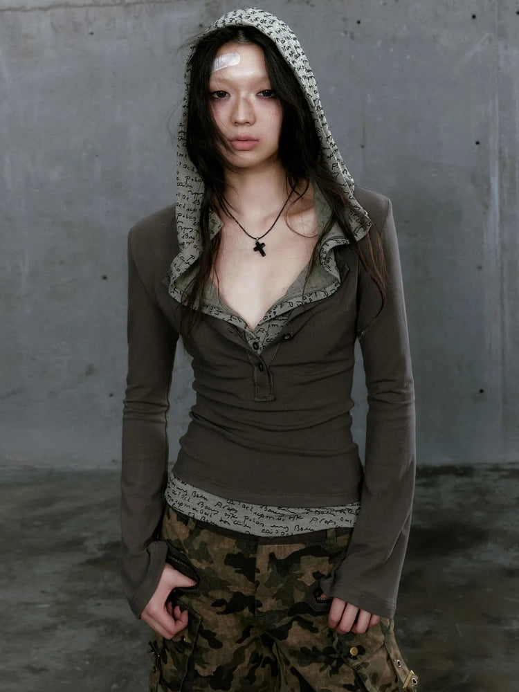 Grunge Hooded Top Grunge Hooded Top