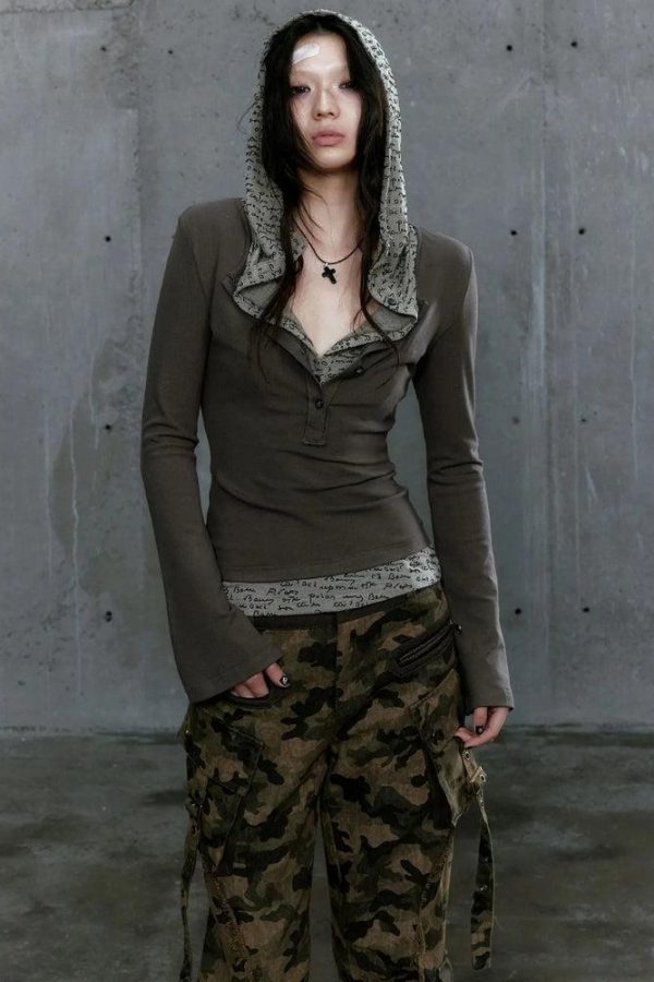 Grunge Hooded Top