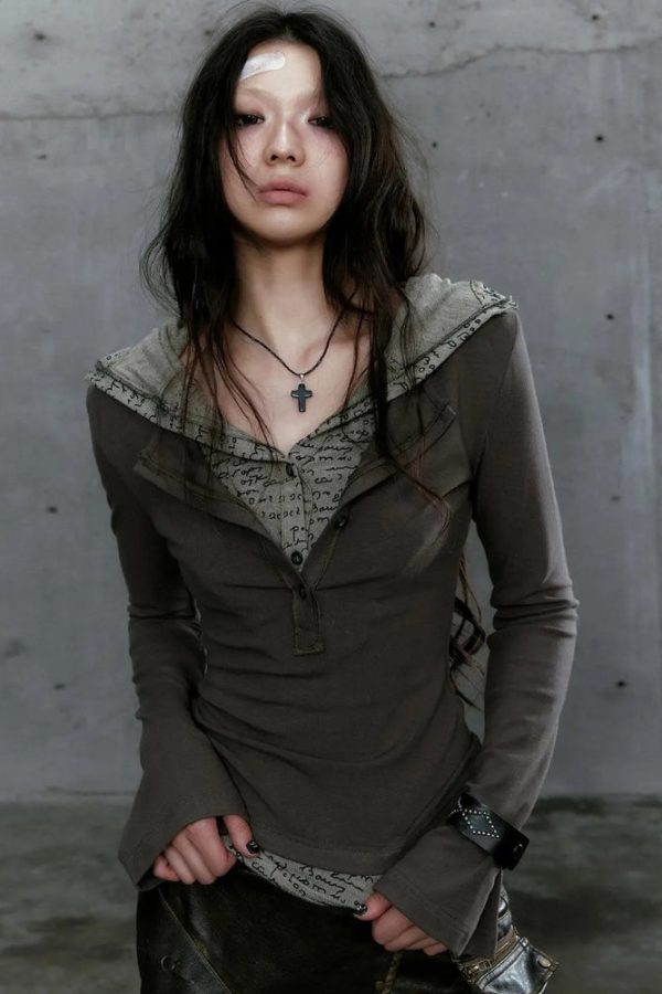 Grunge Hooded Top